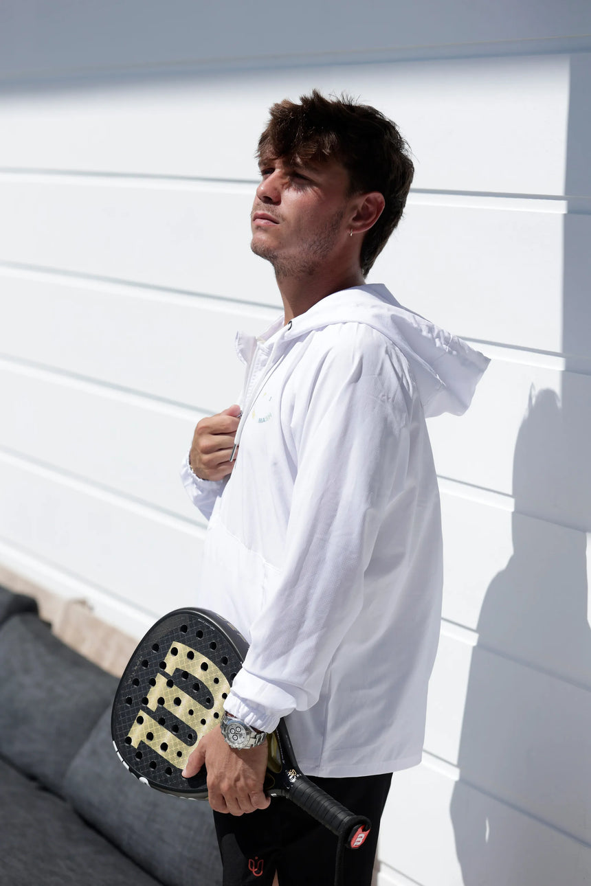 Men’s Padel Windbreaker – Classic White Elegance by Padel Smash