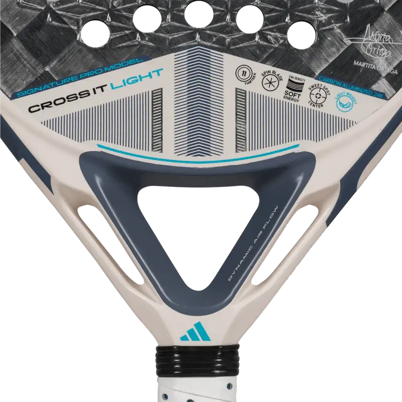 A image of adidas cross it light 3.4 martita ortega 2025 from the view of the heart of the padel racket.