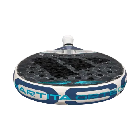 A image of the adidas cross it light 3.4 padel racket by Marta Ortega with the racket lying flat with a top view.