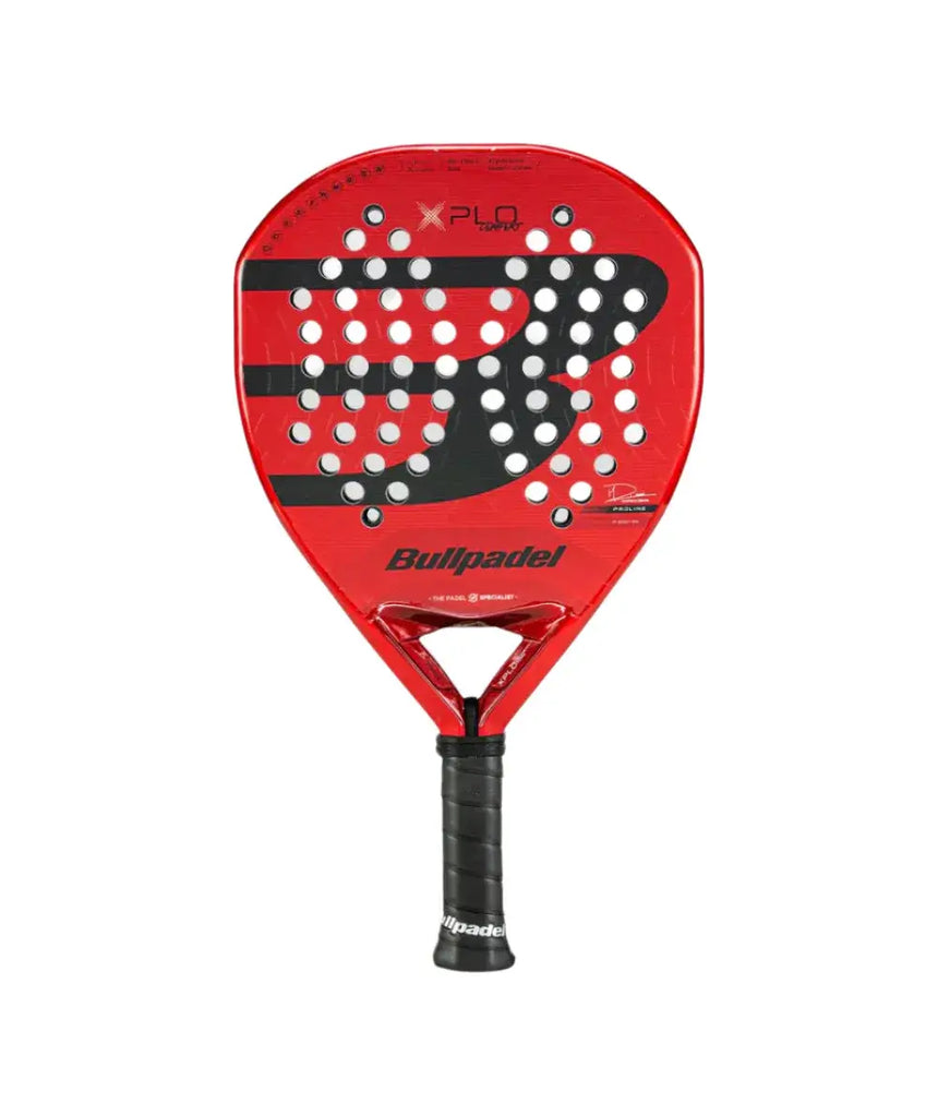 A image of bullpadel padel racket xplo comfort 2025 with a straight on view of the racket.