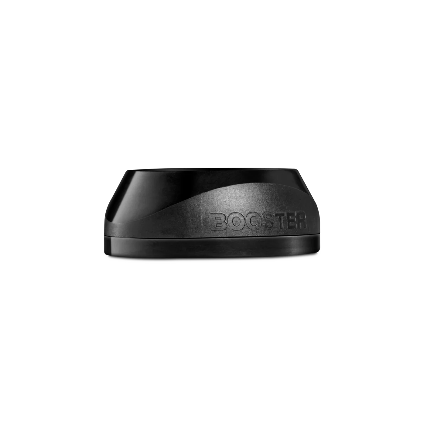 A black VOLT BOOSTER seat by Volt features a sleek, modern design on a white background, with BOOSTER embossed on the side, echoing the style and functionality of a Supercharger Smash Cap.