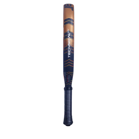 A Babolat Technical Viper 2024 Padel Racket with a black handle and dark orange design. The brand name is bold, featuring precision and comfort through angular patterns and text detailing. The smooth, glossy finish ensures explosive power.
