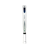 A white BullPadel baseball bat stands vertically, showcasing the brand name in blue. Its handle, wrapped in white, features black accents at both ends and a metallic tip.