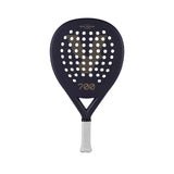 The VOLT 700 v4 padel racket offers a perforated circular face and grid design. It has a white grip handle, displays 700 and V prominently on the face with BALANCE above, and includes flexible shock absorption technology for enhanced playability.